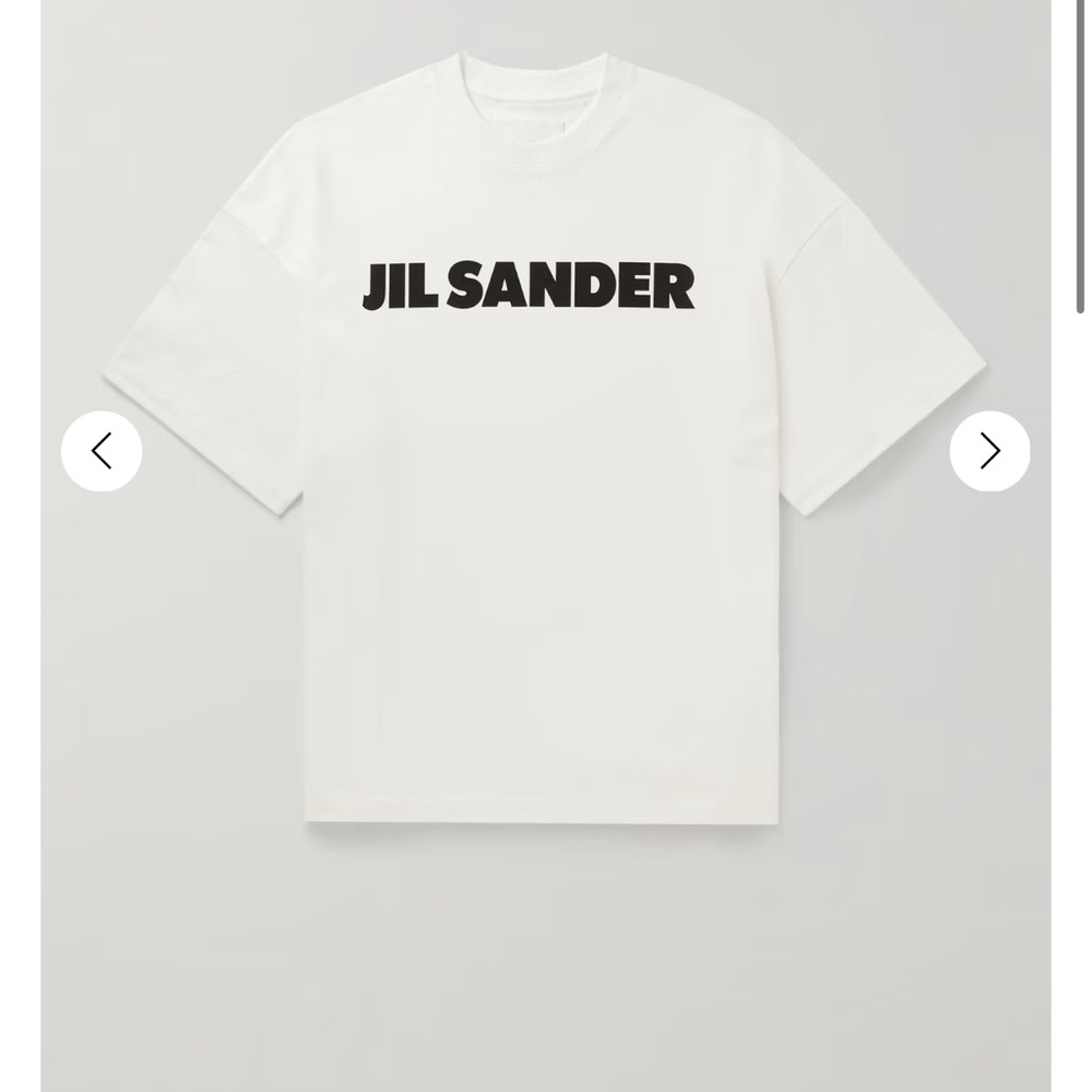 Jil Sander White Short Sleeve Logo T-Shirt with Black Print